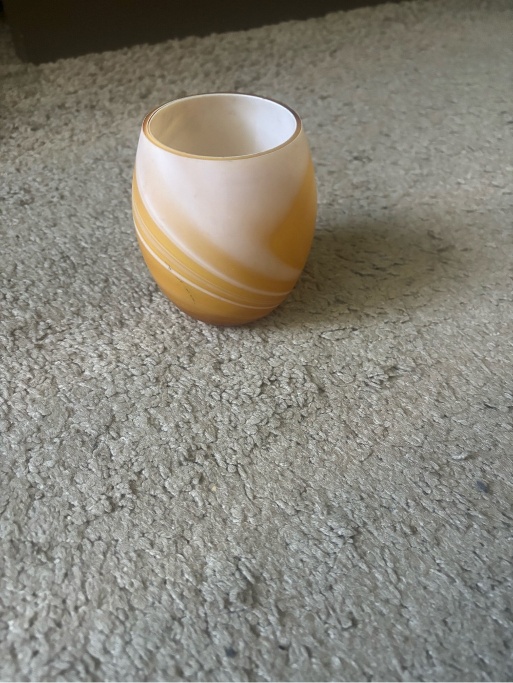 Matte Swirl Glass Votive in Sunset Yellow and Cream